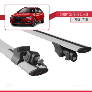 Skoda Superb SW / Estate 2015-2019 Arası ile uyumlu HOOK Model Anahtar Kilitli Ara Atkı Tavan Barı GRİ thumb 5
