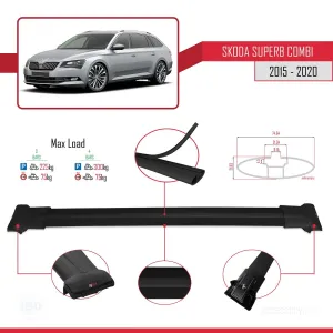 Skoda SuperB COMBI 2015-2020 Arası ile Uyumlu FLY Model Ara Atkı Tavan Barı SİYAH 3 ADET BAR thumb 4