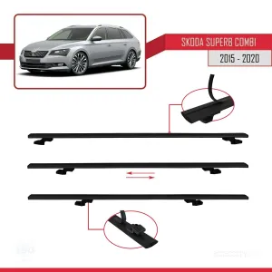 Skoda SuperB COMBI 2015-2020 Arası ile uyumlu Basic Model Ara Atkı Tavan Barı SİYAH 3 ADET - Görsel 5
