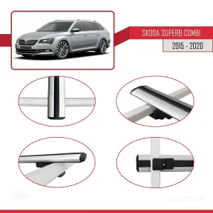 Skoda SuperB COMBI 2015-2020 Arası ile uyumlu Basic Model Ara Atkı Tavan Barı GRİ 3 ADET - Görsel 4