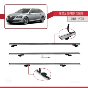 Skoda SuperB COMBI 2015-2020 Arası ile uyumlu Basic Model Ara Atkı Tavan Barı GRİ 3 ADET - Görsel 5