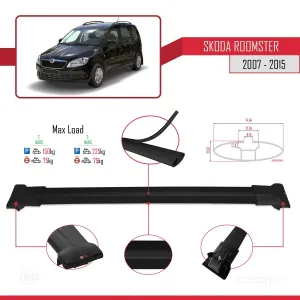 Skoda Roomster 2007-2015 Arası ile uyumlu FLY Model Ara Atkı Tavan Barı SİYAH - Görsel 4