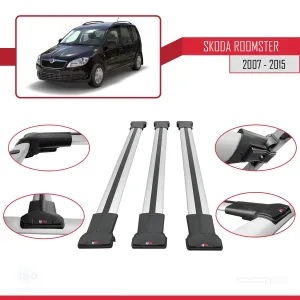 Skoda Roomster 2007-2015 Arası ile Uyumlu FLY Model Ara Atkı Tavan Barı GRİ 3 ADET BAR thumb 5