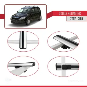 Skoda Roomster 2007-2015 Arası ile uyumlu Basic Model Ara Atkı Tavan Barı GRİ 3 ADET - Görsel 4