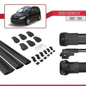 Skoda Roomster 2007-2015 Arası ile uyumlu ACE-1 Ara Atkı Tavan Barı SİYAH 3 ADET BAR thumb 5
