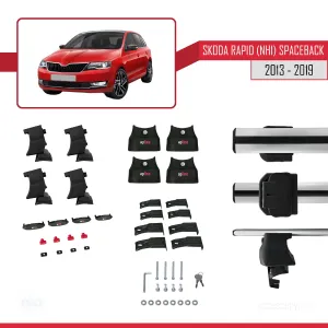 Skoda Rapid (NH1) Spaceback 2013-2019 Arası ile uyumlu ACE-4 Ara Atkı Tavan Barı GRİ - Görsel 4
