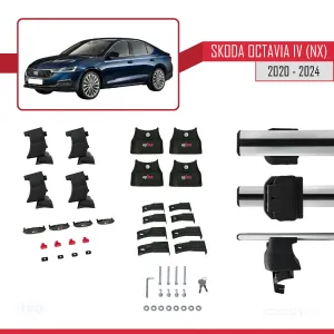 Skoda Octavia IV (NX) 2020 ve Sonrası ile uyumlu ACE-4 Ara Atkı Tavan Barı GRİ thumb 5