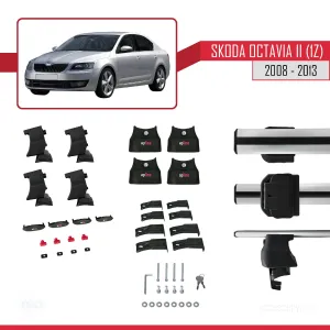 Skoda Octavia II (1Z) 2008-2013 Arası ile uyumlu ACE-4 Ara Atkı Tavan Barı GRİ thumb 4