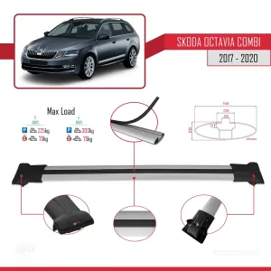 Skoda Octavia COMBI 2017-2020 Arası ile Uyumlu FLY Model Ara Atkı Tavan Barı GRİ 3 ADET BAR - Görsel 4