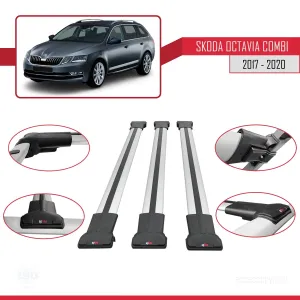 Skoda Octavia COMBI 2017-2020 Arası ile Uyumlu FLY Model Ara Atkı Tavan Barı GRİ 3 ADET BAR - Görsel 5