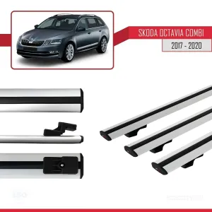 Skoda Octavia COMBI 2017-2020 Arası ile uyumlu Basic Model Ara Atkı Tavan Barı GRİ 3 ADET - Görsel 3