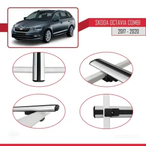Skoda Octavia COMBI 2017-2020 Arası ile uyumlu Basic Model Ara Atkı Tavan Barı GRİ 3 ADET - Görsel 4