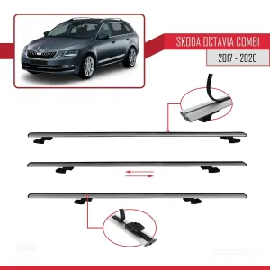 Skoda Octavia COMBI 2017-2020 Arası ile uyumlu Basic Model Ara Atkı Tavan Barı GRİ 3 ADET - Görsel 5