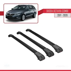 Skoda Octavia COMBI 2017-2020 Arası ile uyumlu ACE-1 Ara Atkı Tavan Barı SİYAH 3 ADET BAR - Görsel 3