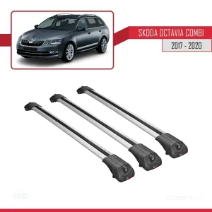 Skoda Octavia COMBI 2017-2020 Arası ile uyumlu ACE-1 Ara Atkı Tavan Barı GRİ 3 ADET BAR - Görsel 3