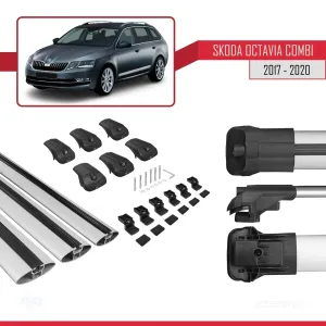 Skoda Octavia COMBI 2017-2020 Arası ile uyumlu ACE-1 Ara Atkı Tavan Barı GRİ 3 ADET BAR - Görsel 5