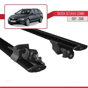 Skoda Octavia COMBI 2017-2019 Arası ile uyumlu HOOK Model Anahtar Kilitli Ara Atkı Tavan Barı SİYAH - Görsel 5