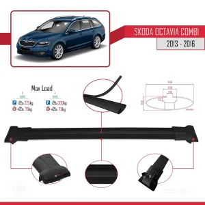 Skoda Octavia COMBI 2013-2016 Arası ile Uyumlu FLY Model Ara Atkı Tavan Barı SİYAH 3 ADET BAR - Görsel 4