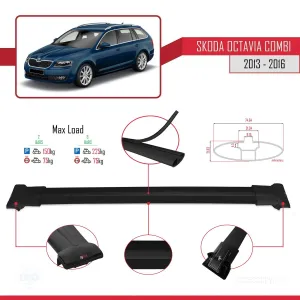 Skoda Octavia COMBI 2013-2016 Arası ile uyumlu FLY Model Ara Atkı Tavan Barı SİYAH thumb 4