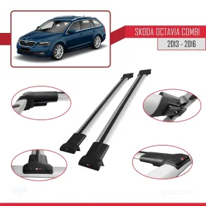 Skoda Octavia COMBI 2013-2016 Arası ile uyumlu FLY Model Ara Atkı Tavan Barı GRİ thumb 5