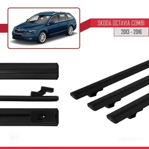 Skoda Octavia COMBI 2013-2016 Arası ile uyumlu Basic Model Ara Atkı Tavan Barı SİYAH 3 ADET - Görsel 3