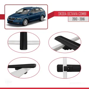 Skoda Octavia COMBI 2013-2016 Arası ile uyumlu Basic Model Ara Atkı Tavan Barı SİYAH 3 ADET - Görsel 4
