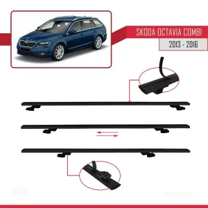 Skoda Octavia COMBI 2013-2016 Arası ile uyumlu Basic Model Ara Atkı Tavan Barı SİYAH 3 ADET - Görsel 5