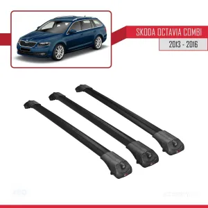 Skoda Octavia COMBI 2013-2016 Arası ile uyumlu ACE-1 Ara Atkı Tavan Barı SİYAH 3 ADET BAR - Görsel 3