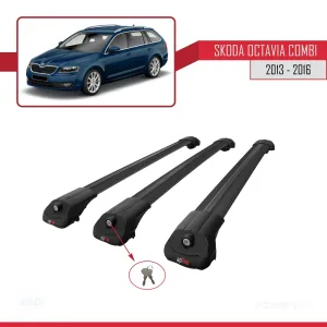 Skoda Octavia COMBI 2013-2016 Arası ile uyumlu ACE-1 Ara Atkı Tavan Barı SİYAH 3 ADET BAR - Görsel 4