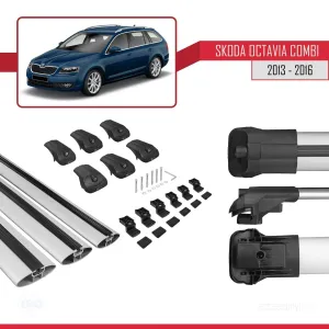Skoda Octavia COMBI 2013-2016 Arası ile uyumlu ACE-1 Ara Atkı Tavan Barı GRİ 3 ADET BAR thumb 5