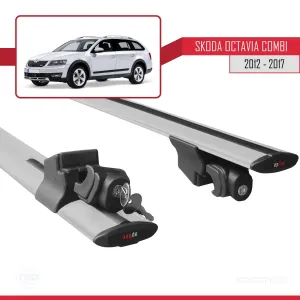 Skoda Octavia COMBI 2012-2017 Arası ile uyumlu HOOK Model Anahtar Kilitli Ara Atkı Tavan Barı GRİ - Görsel 5