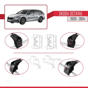 Skoda Octavia (NX) 2020 ve Sonrası ile uyumlu ACE-2 Ara Atkı Tavan Barı GRİ thumb 4
