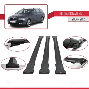 Skoda Octavia (1Z) 2004-2012 Arası ile Uyumlu FLY Model Ara Atkı Tavan Barı SİYAH 3 ADET BAR - Görsel 5