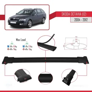 Skoda Octavia (1Z) 2004-2012 Arası ile Uyumlu FLY Model Ara Atkı Tavan Barı SİYAH - Görsel 4