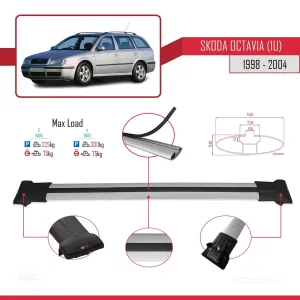 Skoda Octavia (1U) 1998-2004 Arası ile Uyumlu FLY Model Ara Atkı Tavan Barı GRİ 3 ADET BAR thumb 4