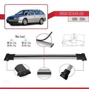 Skoda Octavia (1U) 1998-2004 Arası ile Uyumlu FLY Model Ara Atkı Tavan Barı GRİ - Görsel 4