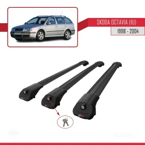 Skoda Octavia (1U) 1998-2004 Arası ile uyumlu ACE-1 Ara Atkı Tavan Barı SİYAH 3 ADET BAR thumb 4