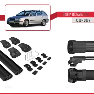 Skoda Octavia (1U) 1998-2004 Arası ile uyumlu ACE-1 Ara Atkı Tavan Barı SİYAH thumb 5