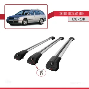 Skoda Octavia (1U) 1998-2004 Arası ile uyumlu ACE-1 Ara Atkı Tavan Barı GRİ 3 ADET BAR thumb 4
