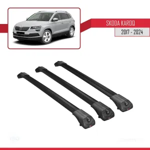 Skoda Karoq 2017 ve Sonrası ile uyumlu ACE-1 Ara Atkı Tavan Barı SİYAH 3 ADET BAR thumb 3