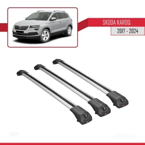 Skoda Karoq 2017 ve Sonrası ile uyumlu ACE-1 Ara Atkı Tavan Barı GRİ 3 ADET BAR thumb 3
