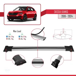 Skoda Kamiq 2019 ve Sonrası ile Uyumlu FLY Model Ara Atkı Tavan Barı GRİ 3 ADET BAR thumb 4