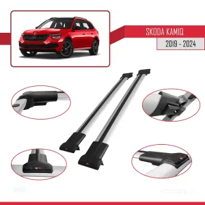 Skoda Kamiq 2019 ve Sonrası ile uyumlu FLY Model Ara Atkı Tavan Barı GRİ - Görsel 4