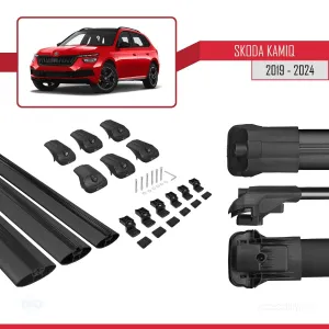 Skoda Kamiq 2019 ve Sonrası  ile uyumlu ACE-1 Ara Atkı Tavan Barı SİYAH 3 ADET BAR thumb 5