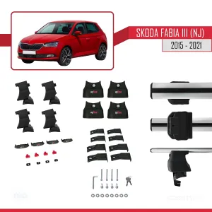 Skoda Fabia III (NJ) 2015-2021 Arası ile uyumlu ACE-4 Ara Atkı Tavan Barı GRİ thumb 4