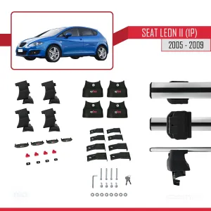 Seat Leon II (1P) 2005-2009 Arası ile uyumlu ACE-4 Ara Atkı Tavan Barı GRİ thumb 4