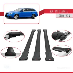 Seat Exeo 3R9 2009-2013 Arası ile uyumlu FLY Model Ara Atkı Tavan Barı SİYAH 3 ADET BAR thumb 5