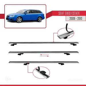 Seat Exeo 3R9 2009-2013 Arası ile uyumlu Basic Model Ara Atkı Tavan Barı GRİ 3 ADET thumb 5
