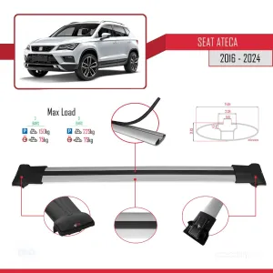 Seat Ateca 2016 ve Sonrası ile Uyumlu FLY Model Ara Atkı Tavan Barı GRİ - Görsel 5