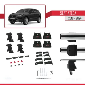 Seat Ateca 2016 ve Sonrası ile uyumlu ACE-4 Ara Atkı Tavan Barı GRİ thumb 4